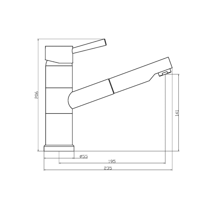 Schütte UNICORN Einhebel Spültischarmatur mit herausziehbarem Auslauf, Höhe 21 cm