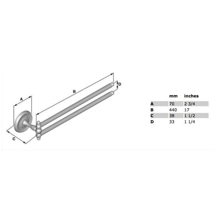 Smedbo Villa Handtuchstange doppelt, schwenkbar