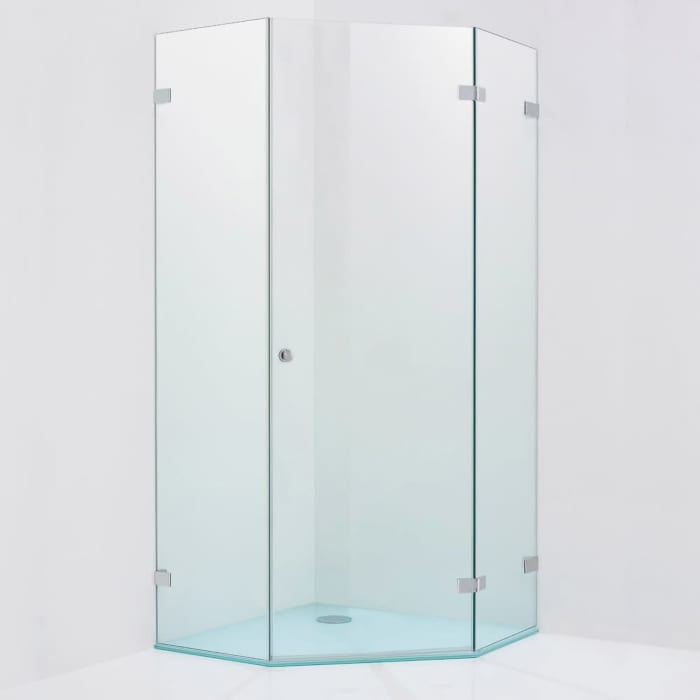 Sprinz Fortuna Fünfeck-Dusche rahmenlos, 1-türig,  bis 100 x 100 cm