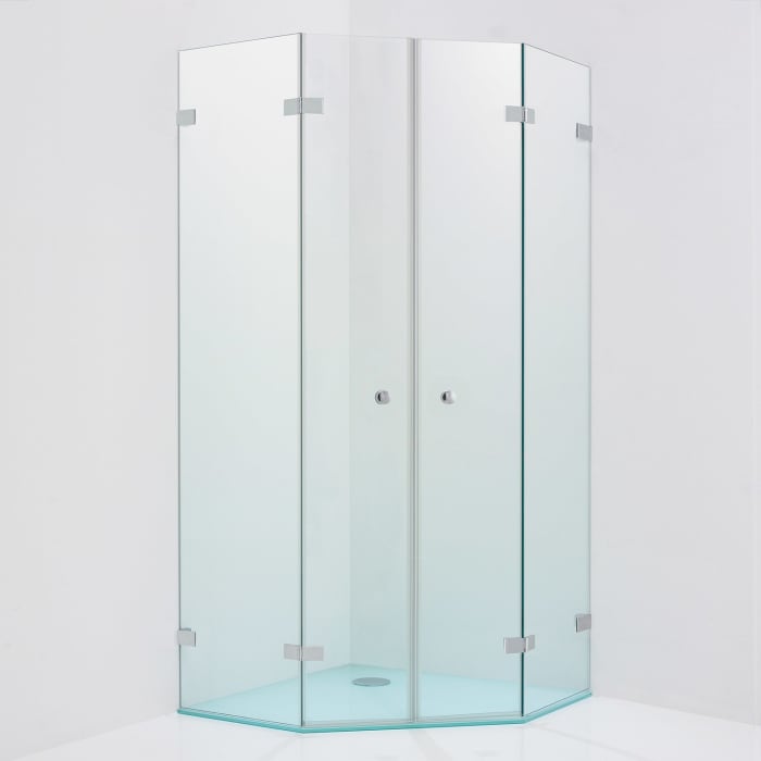 Sprinz Fortuna Fünfeck-Dusche rahmenlos, 2-türig,  bis 100 x 100 cm