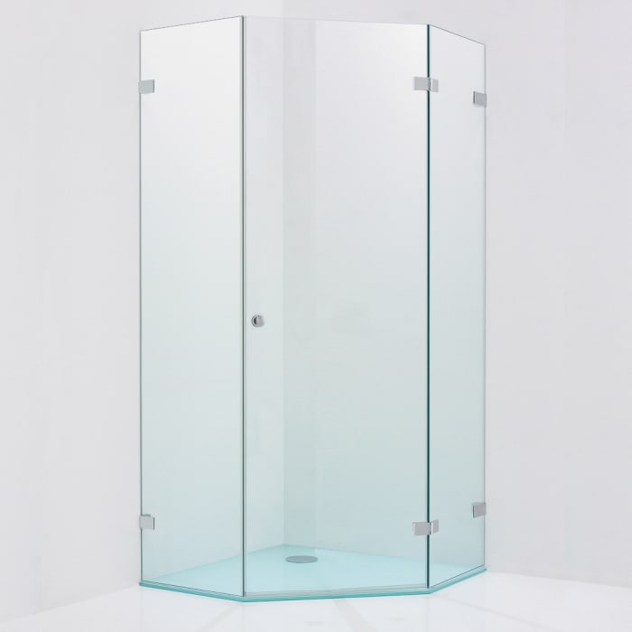 Sprinz Fortuna Fünfeck-Dusche rahmenlos, 1-türig, bis 90 x 90 cm