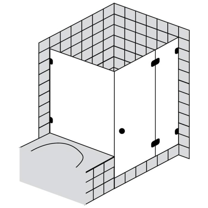 Sprinz Fortuna Tür mit Seitenwand an Badewanne rahmenlos Anschlag rechts, Höhe 210 cm