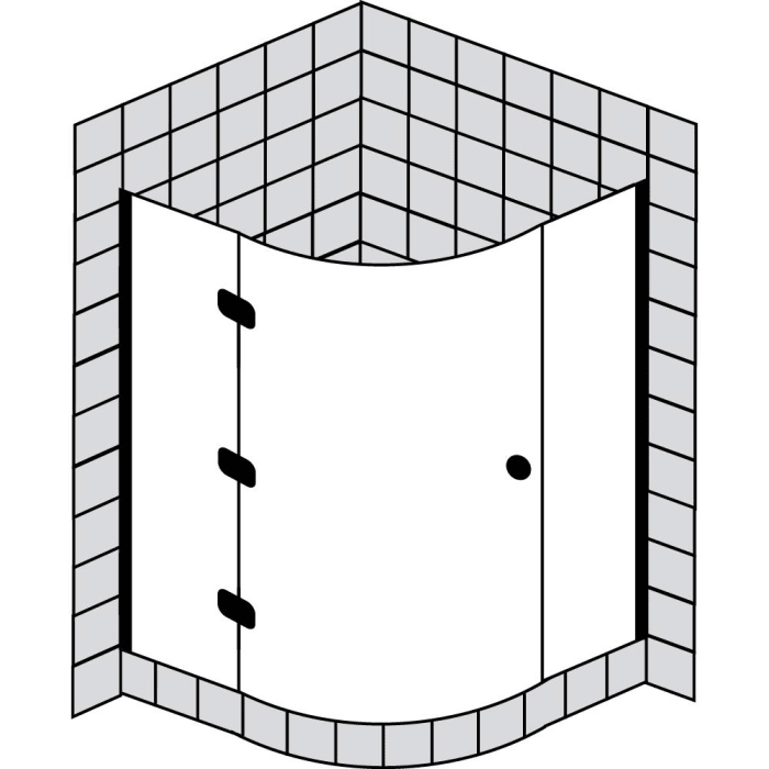 Sprinz Fortuna Viertelkreis 100 x 100 x  200 cm, R: 52 cm Türanschlag links