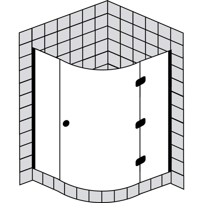 Sprinz Fortuna Viertelkreis 100 x 100 x 200 cm, R: 55 cm Türanschlag rechts
