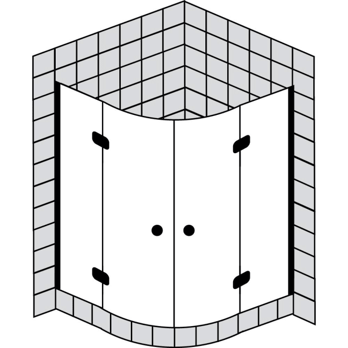Sprinz Fortuna Viertelkreis 90 x 90 x 200 cm, R: 52 cm Doppeltür