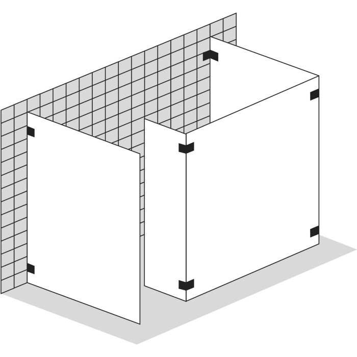 Sprinz Inloop Walk-In mit 2 Festteilen und Seitenwand, Beschläge eckig, Breite bis 140 cm