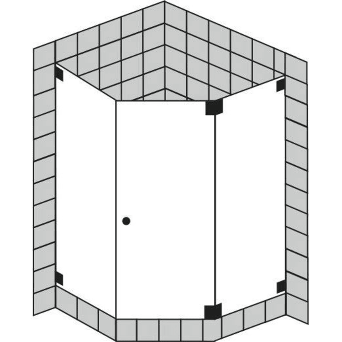 Sprinz Omega Fünfeckdusche 3-teilig 120 x 120 x 200 cm mit Pendeltür