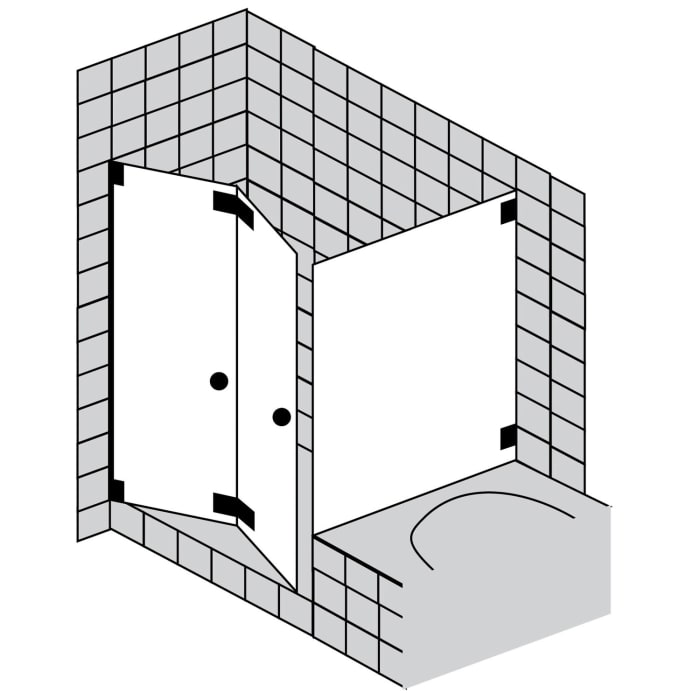 Sprinz Omega Plus Falttür mit Badewannen-Seitenwand 90 x 90 x 200 cm