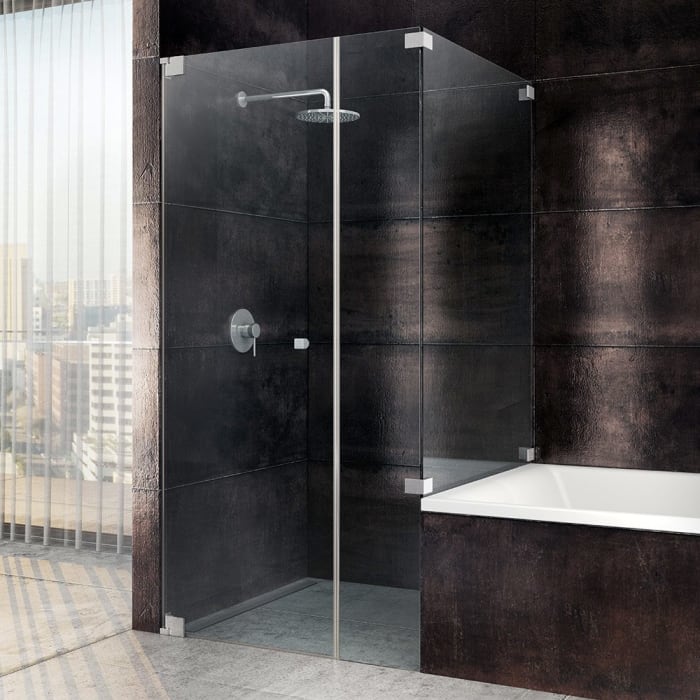 Sprinz Omega Pendeltür mit Festteil und kurzer Seitenwand bis 90 x 90 x 200 cm