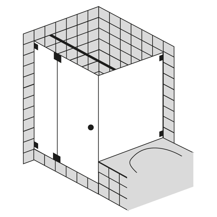 Sprinz Omega Pendeltür mit Festteil und kurzer Seitenwand bis 120 x 120 x 200 cm