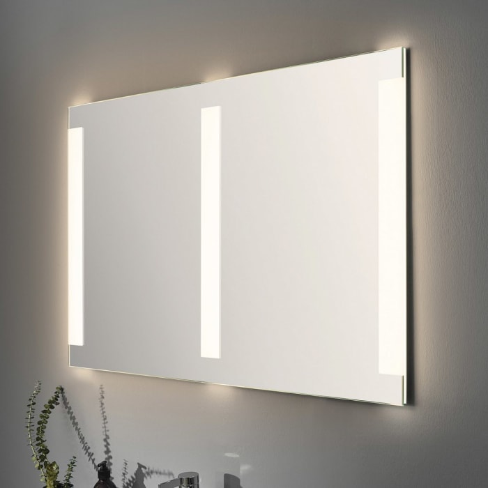 Sprinz Smart-Line Badspiegel 120 x 70 cm mit LED-Beleuchtung und Sandstrahlungen