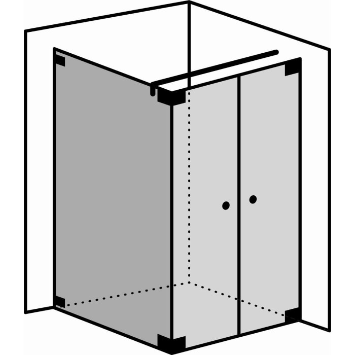 Sprinz Walk-In Plus Doppel-Pendeltür mit linker Tür an Seitenwand, Breite bis 140 cm