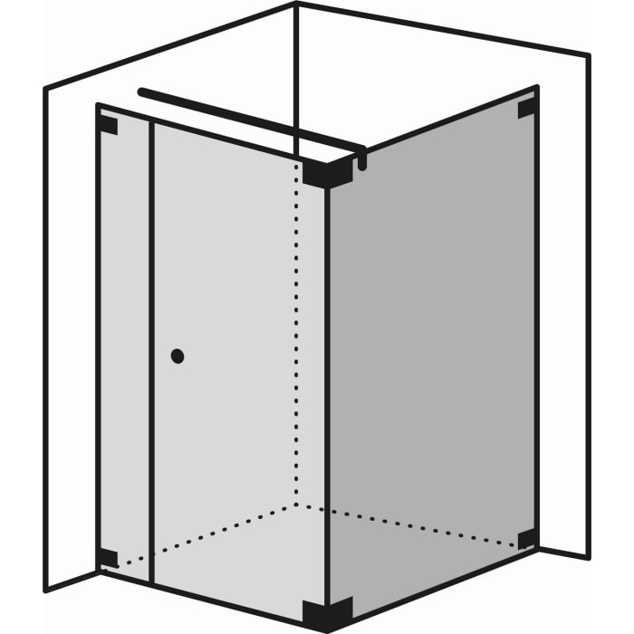 Sprinz Walk-In Plus Festteil mit Pendeltür rechts, Breite bis 100 cm