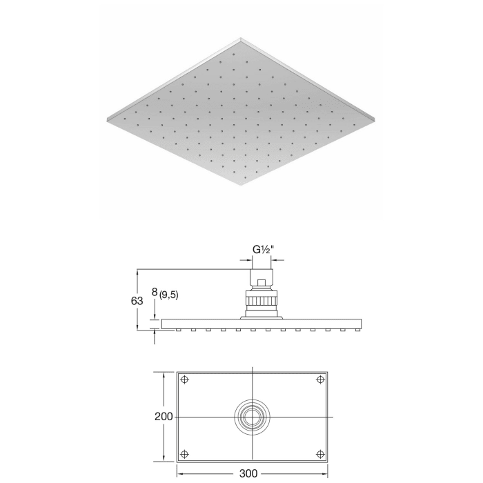 Steinberg Sensual Rain Pushtronic Set 3 eckig, Thermostat, 2 Verbraucher, mit Regenbrause 18 x 30 cm