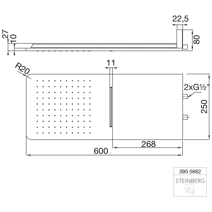 Steinberg Wall Rain Regenpaneel 60 x 25 cm
