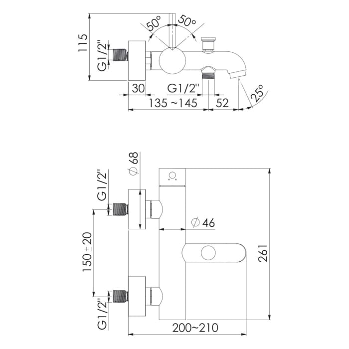 Steinberg Serie 100 Wannen-Einhebelmischbatterie