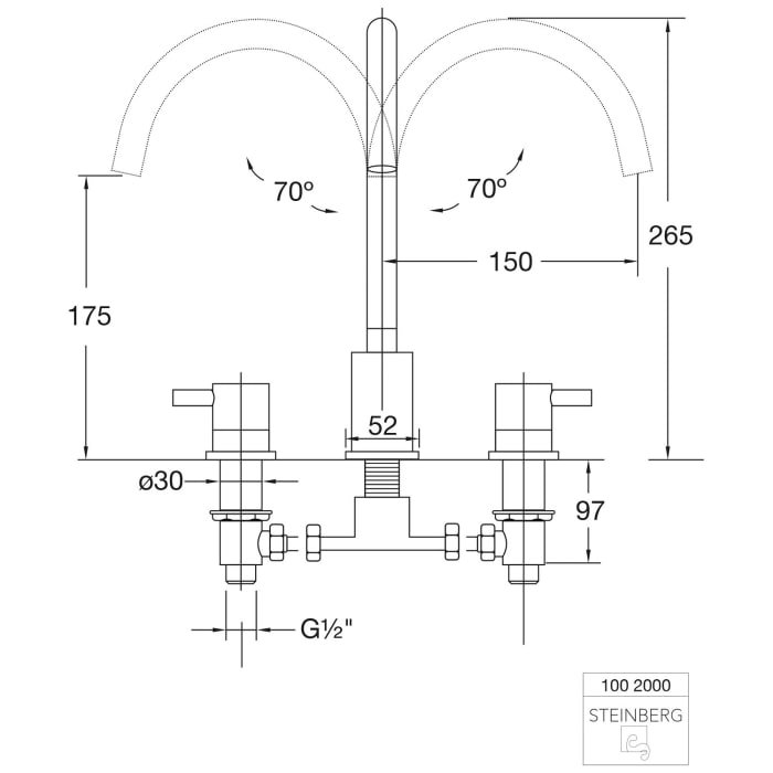 Steinberg Serie 100 Waschtisch-Zweigriffmischer-Standbatterie