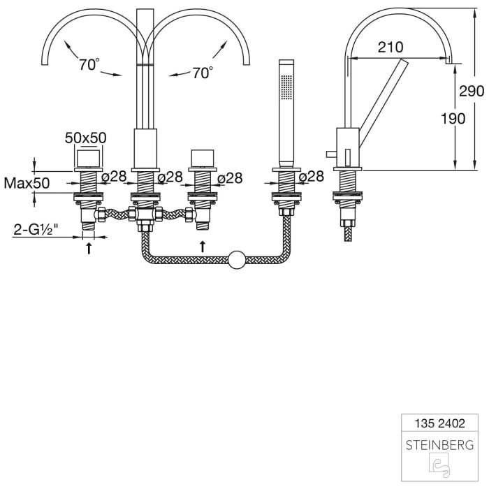 Steinberg Serie 135 4-Loch Wanne-Brause-Standarmatur
