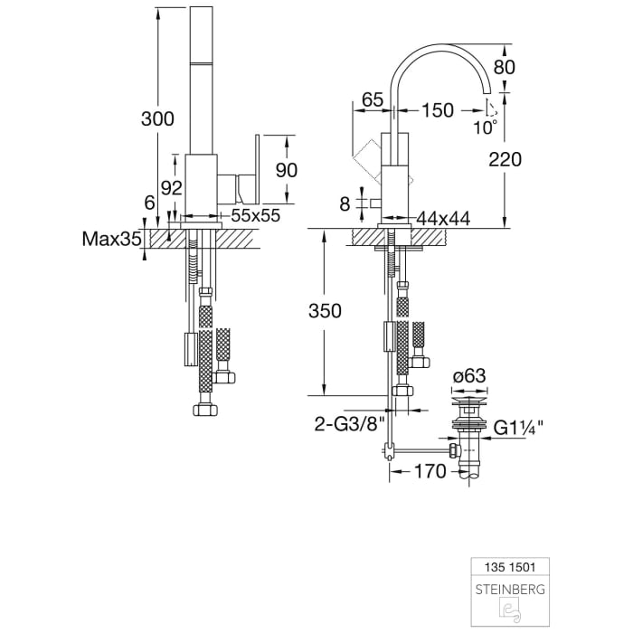 Steinberg Serie 135 Waschtisch-Einhebelmischbatterie