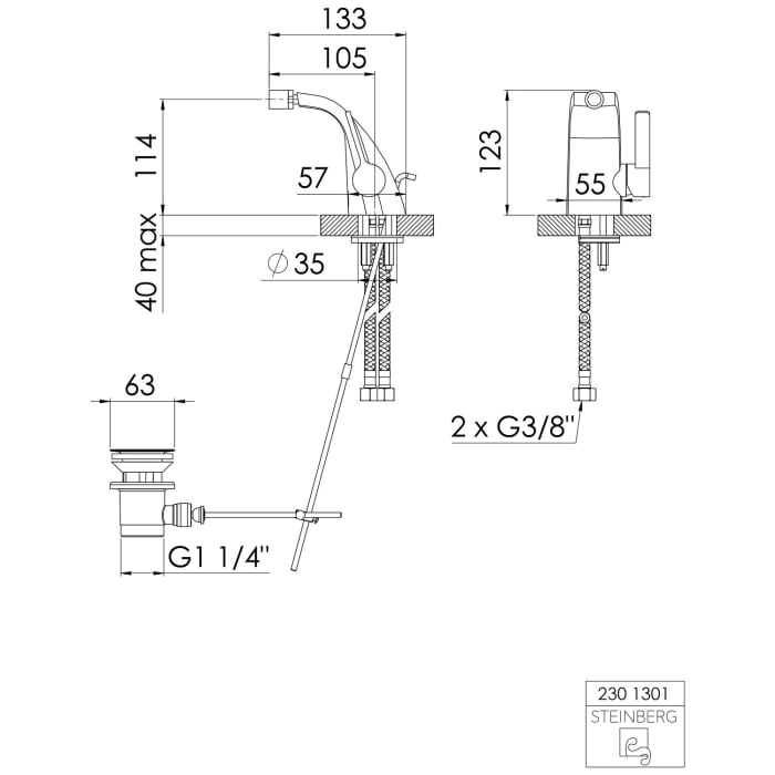 Steinberg Serie 230 Bidet-Einhebelmischbatterie