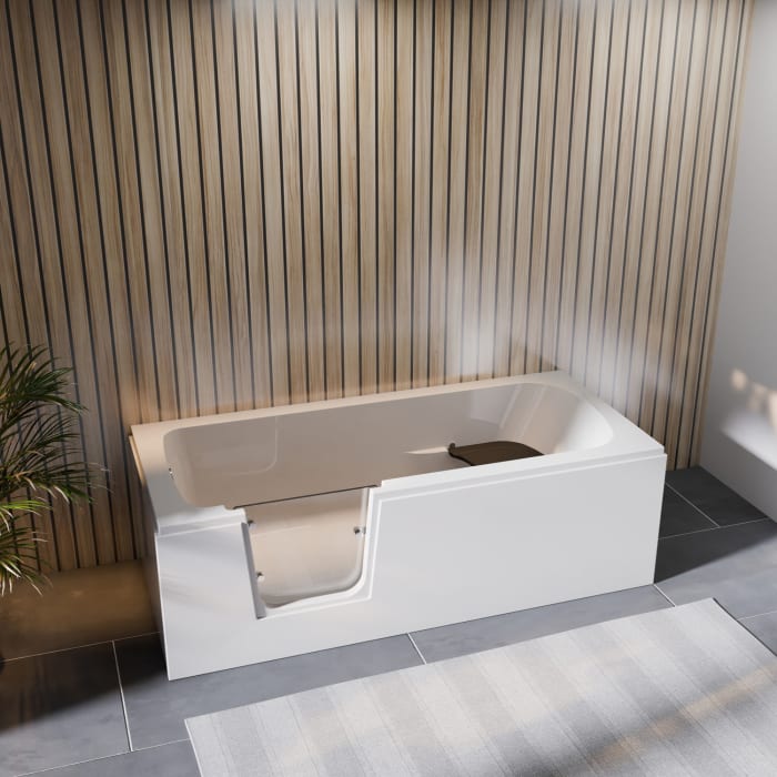 Steinkamp easy entry Badewanne 180 x 80 cm mit Glastür links und Acrylverkleidung