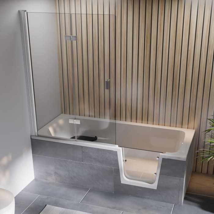 Steinkamp easy entry Badewanne 160 x 75 cm mit Glastür rechts und Styrodurverkleidung