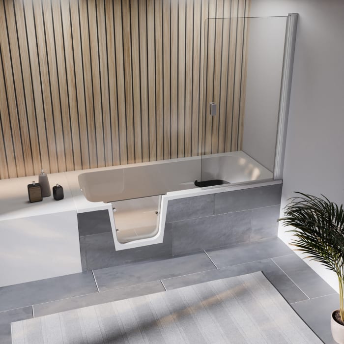 Steinkamp easy entry Badewanne 180 x 80 cm mit Glastür links und Styrodurverkleidung