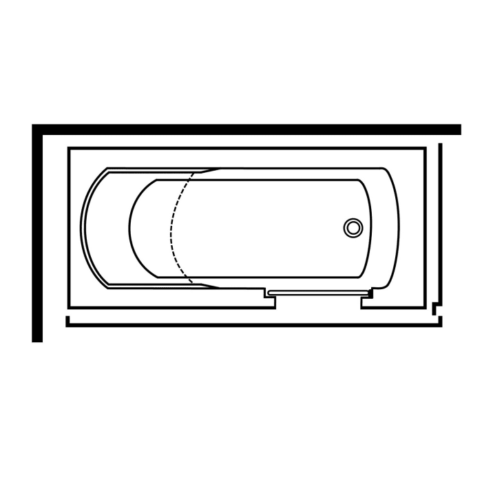 Steinkamp easy entry Badewanne 160 x 75 cm mit Glastür rechts und Styrodurverkleidung