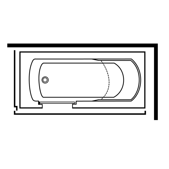 Steinkamp easy entry Badewanne 170 x 75 cm mit Glastür links und Styrodurverkleidung