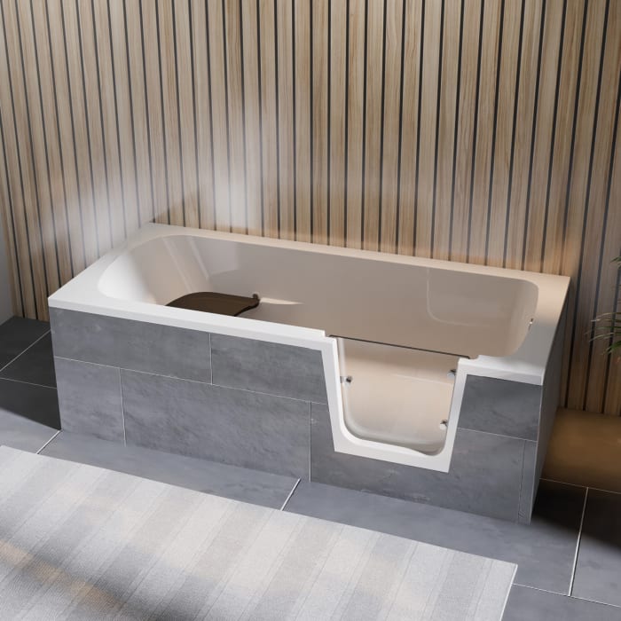 Steinkamp easy entry Badewanne 180 x 80 cm mit Glastür rechts und Styrodurverkleidung