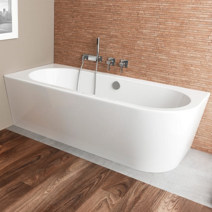 Steinkamp Living Eckbadewanne 180 x 80 cm mit Schürze rechts, inkl. Ab- und Überlaufgarnitur M5