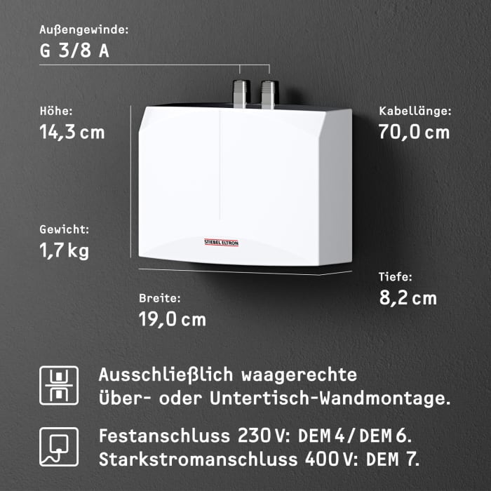 Stiebel Eltron DEM 7 Mini-Durchlauferhitzer, offen/geschlossen