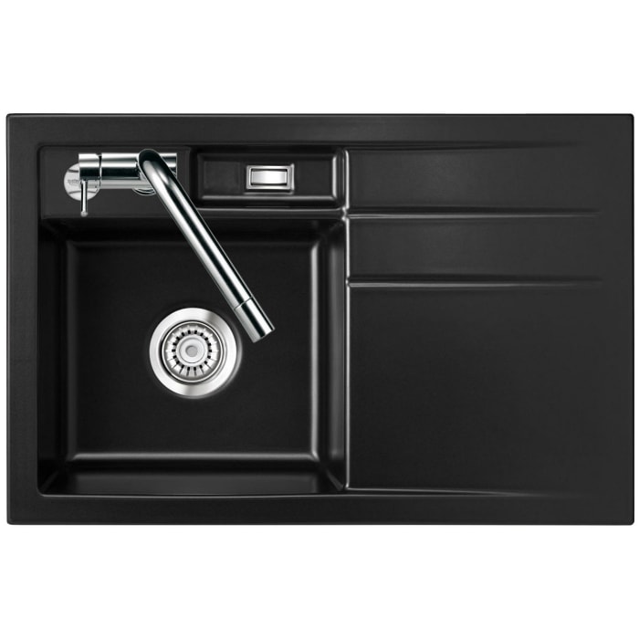 Systemceram Keradomo Bela 78 Einbauspüle links mit Excenterbetätigung, inkl. Armaturbohrung