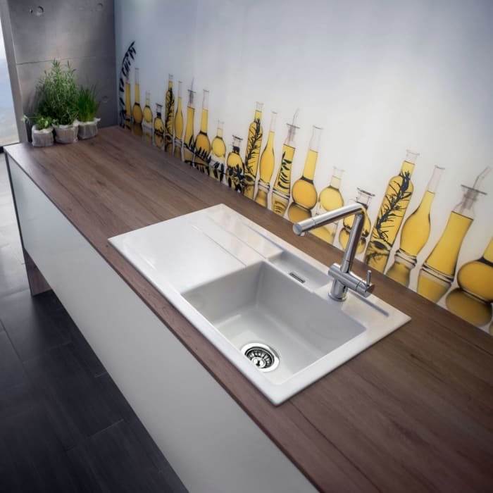 Systemceram Keradomo Bela 78 Einbauspüle rechts mit Handbetätigung, inkl. Armaturbohrung