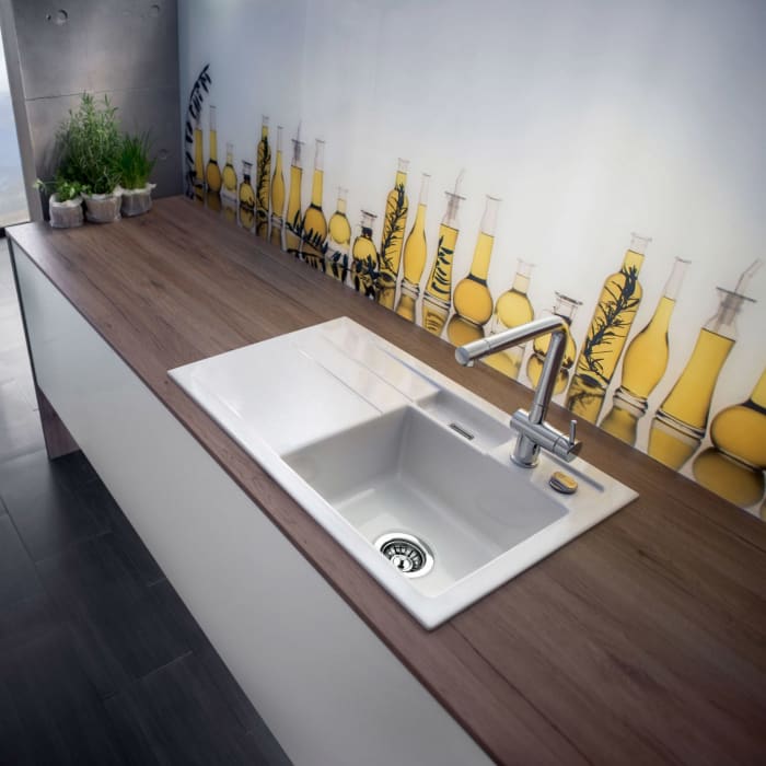 Systemceram Keradomo Bela 78 Einbauspüle rechts mit Excenterbetätigung, inkl. Armaturbohrung