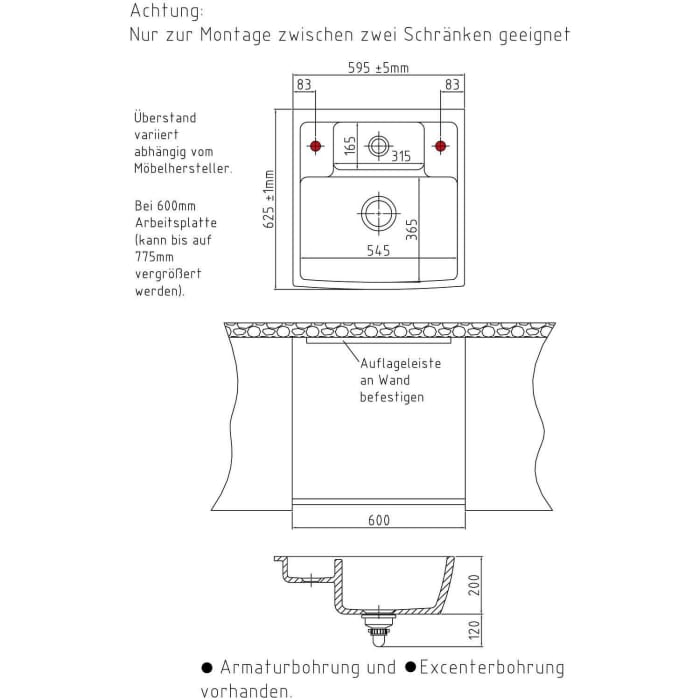 Systemceram Keradomo Centra 60 Keramik-Element mit Excenterablauf Sondermaß
