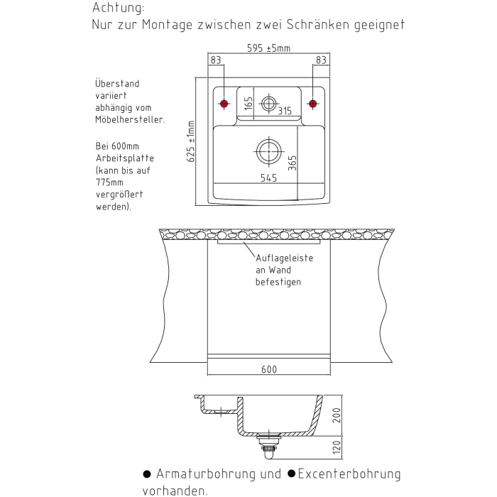 Systemceram Keradomo Centra 60 Keramik-Element mit Excenterablauf Sondermaß