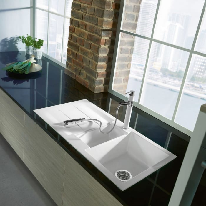 Systemceram Keradomo Genea 100 Einbauspüle mit Handbetätigung, ohne Hahnlochbohrung