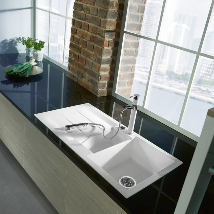 Systemceram Keradomo Genea 100 Einbauspüle mit Excenterbetätigung, ohne Hahnlochbohrung