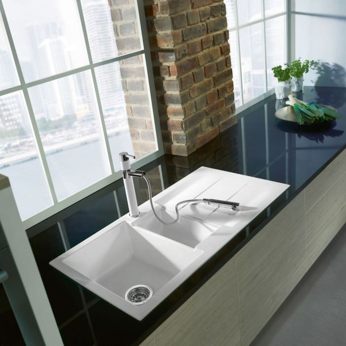 Systemceram Keradomo Genea 100 Einbauspüle mit Handbetätigung, ohne Hahnlochbohrung