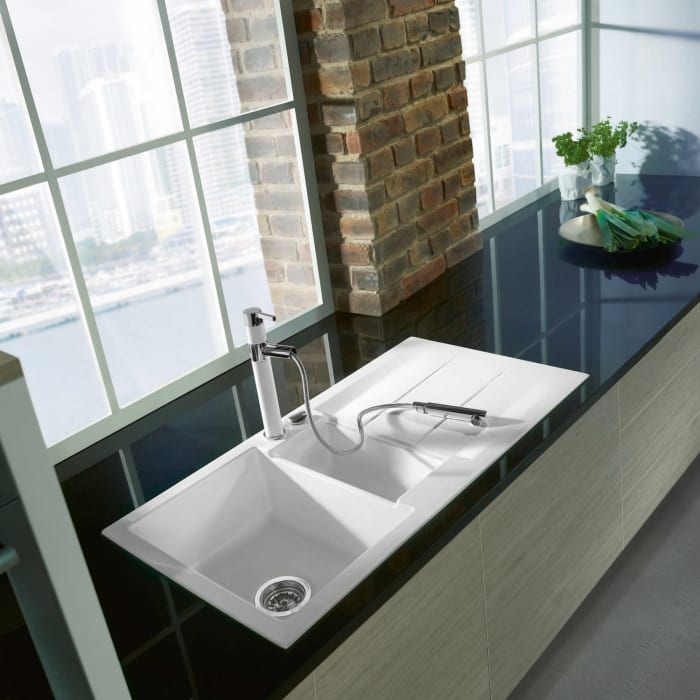 Systemceram Keradomo Genea 100 Einbauspüle mit Excenterbetätigung, ohne Hahnlochbohrung