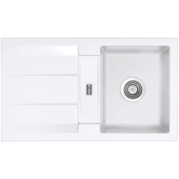 Systemceram Keradomo Genea 87 Einbauspüle reversibel mit Excenterbetätigung, ohne Hahnlochbohrung