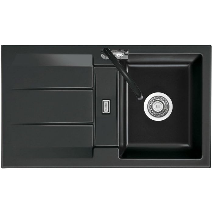 Systemceram Keradomo Genea 87 Einbauspüle reversibel mit Handbetätigung, ohne Hahnlochbohrung