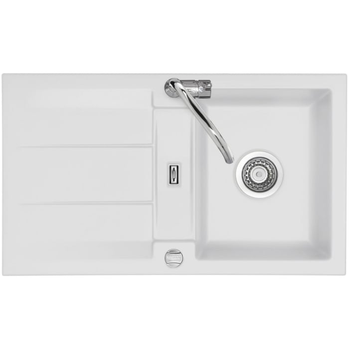 Systemceram Keradomo Genea 87 Einbauspüle reversibel mit Excenterbetätigung, ohne Hahnlochbohrung