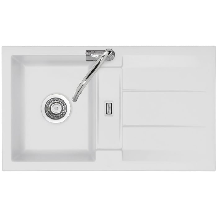 Systemceram Keradomo Genea 87 Einbauspüle reversibel mit Handbetätigung, ohne Hahnlochbohrung