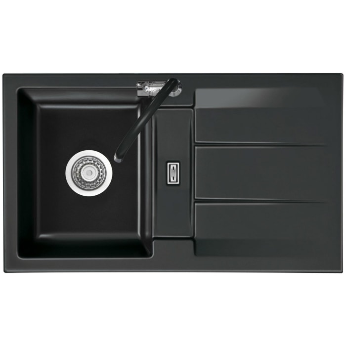 Systemceram Keradomo Genea 87 Einbauspüle reversibel mit Handbetätigung, ohne Hahnlochbohrung