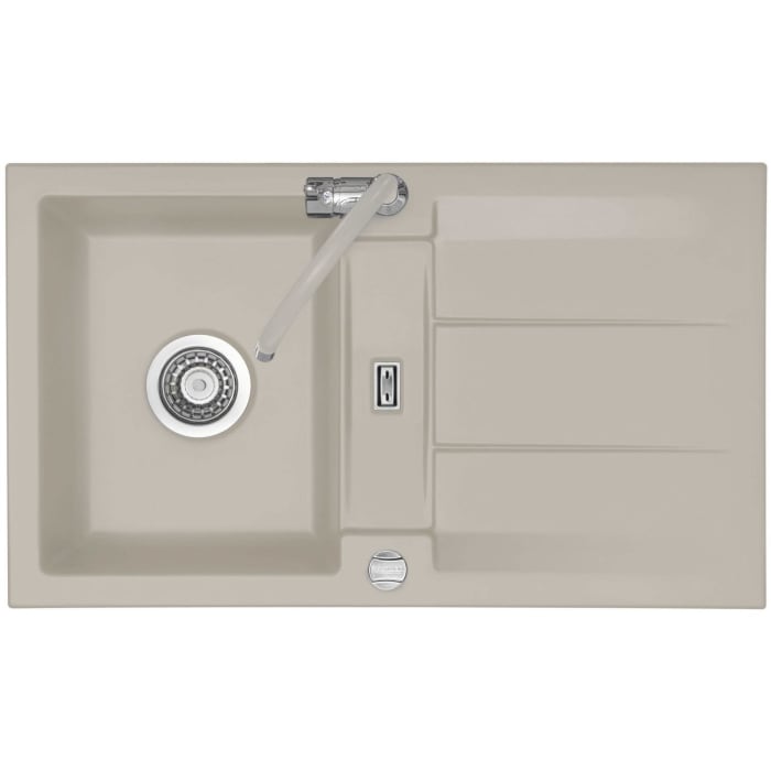 Systemceram Keradomo Genea 87 Einbauspüle reversibel mit Excenterbetätigung, ohne Hahnlochbohrung