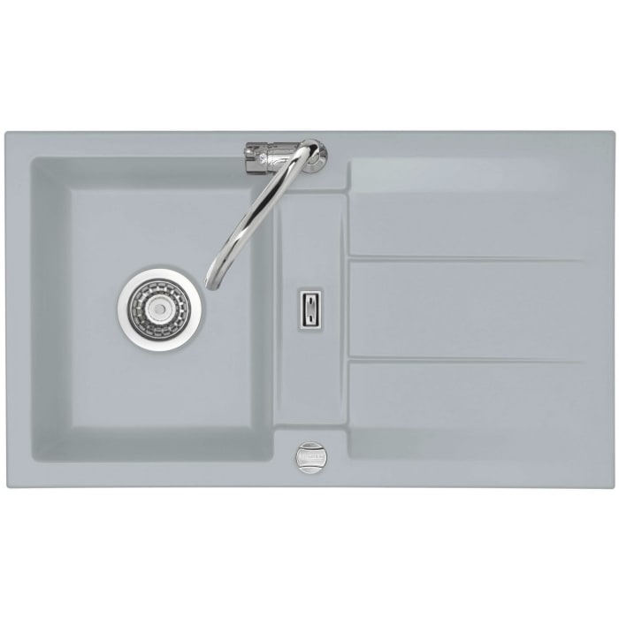 Systemceram Keradomo Genea 87 Einbauspüle reversibel mit Excenterbetätigung, ohne Hahnlochbohrung