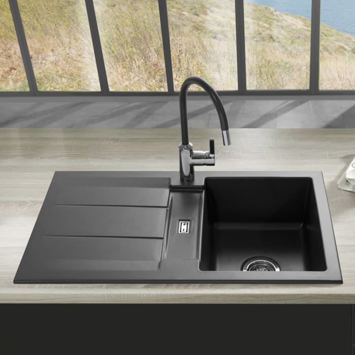 Systemceram Keradomo Genea 87 Einbauspüle reversibel mit Handbetätigung, ohne Hahnlochbohrung