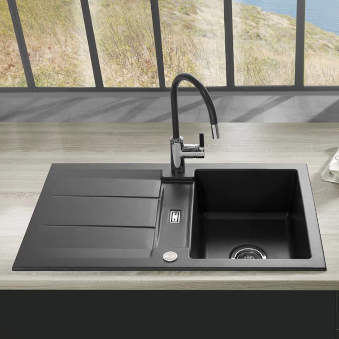 Systemceram Keradomo Genea 87 Einbauspüle reversibel mit Excenterbetätigung, ohne Hahnlochbohrung